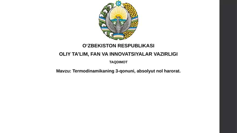 Termodinamikaning 3-qonuni, absolyutnol harorat