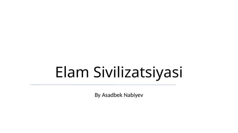 Elam Sivilizatsiyasi