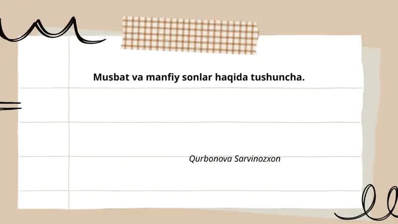 Musbat va manfiy sonlar haqida tushuncha
