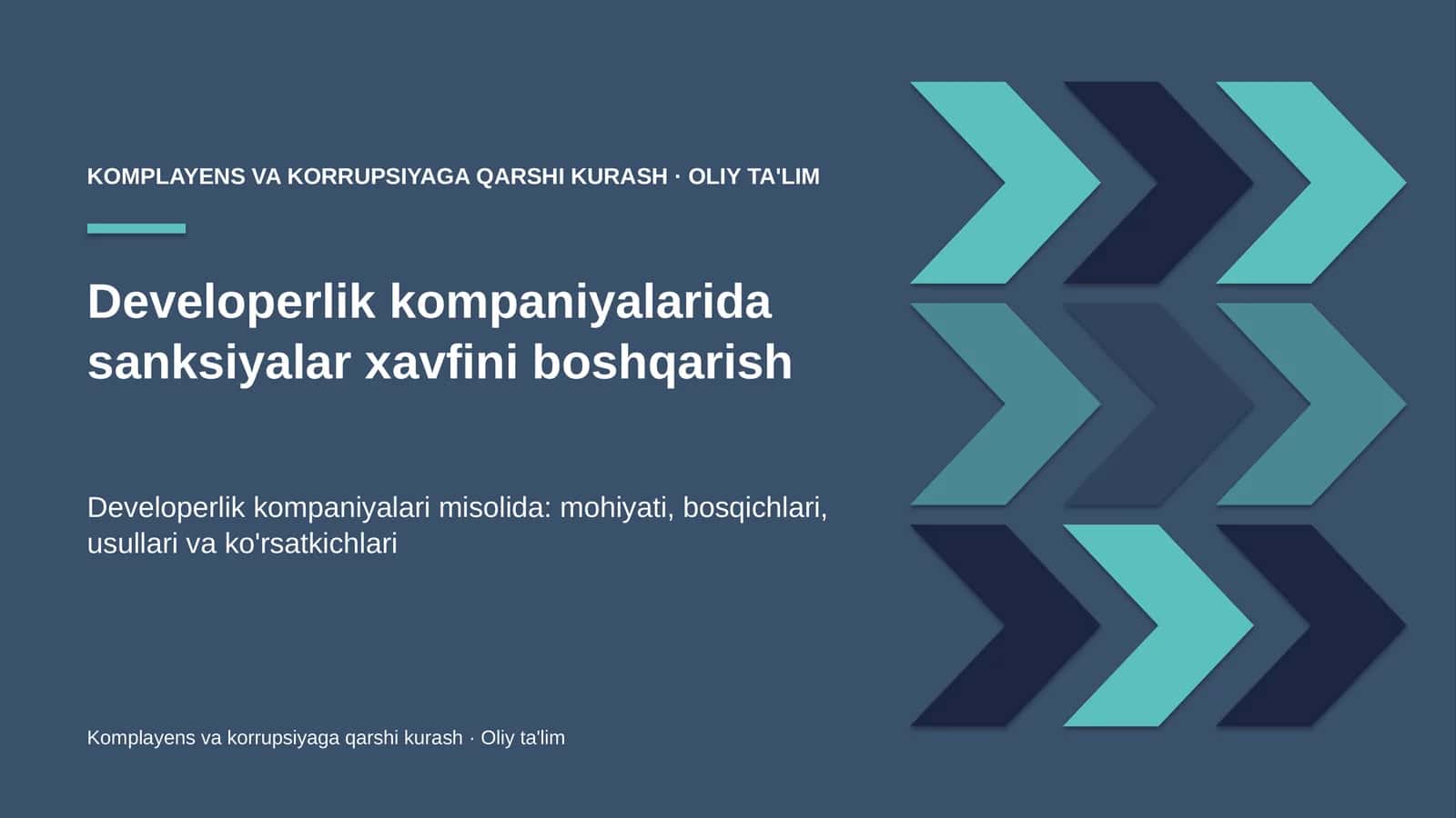 Komplayens va korrupsiyaga qarshi kurash · Oliy ta'lim
