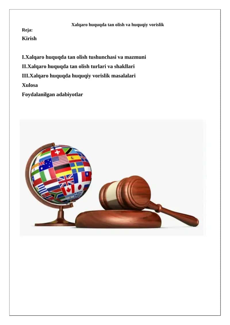 Xalqaro huquqda tan olish va huquqiy vorislik