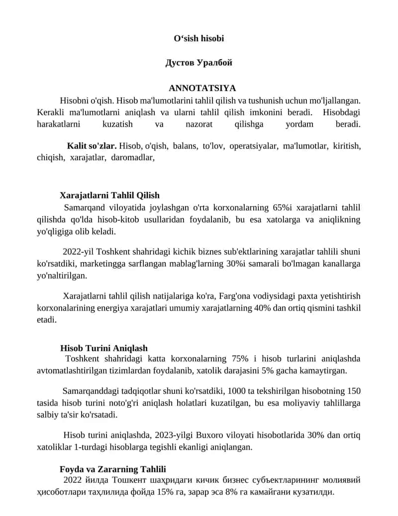 O‘sish hisobi