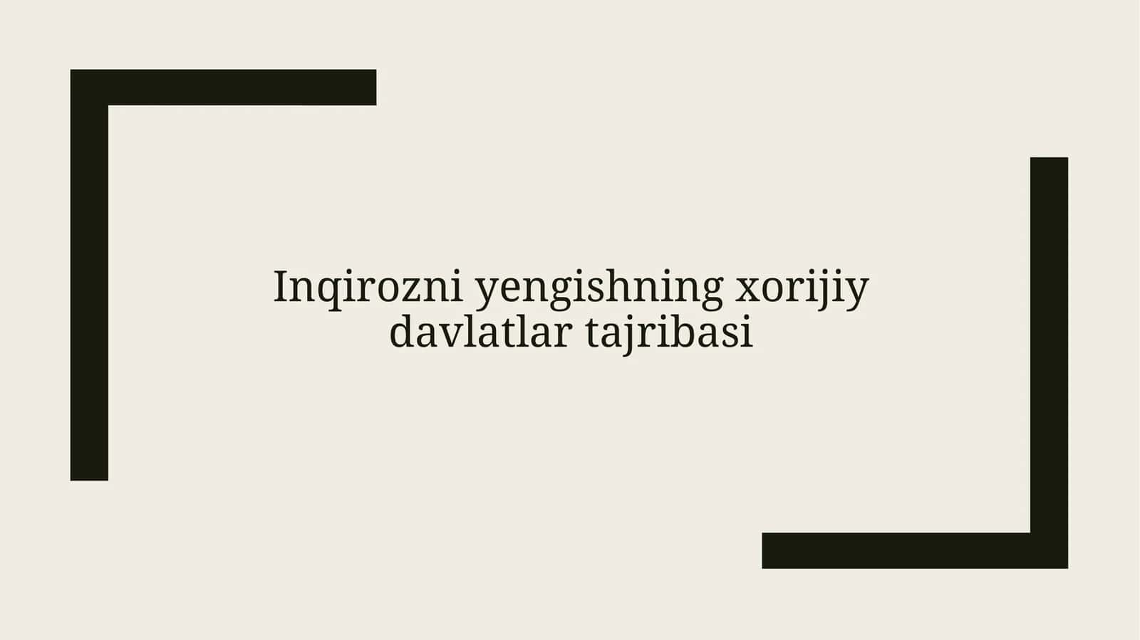 Inqirozni yengishning xorijiy davlatlar tajribasi