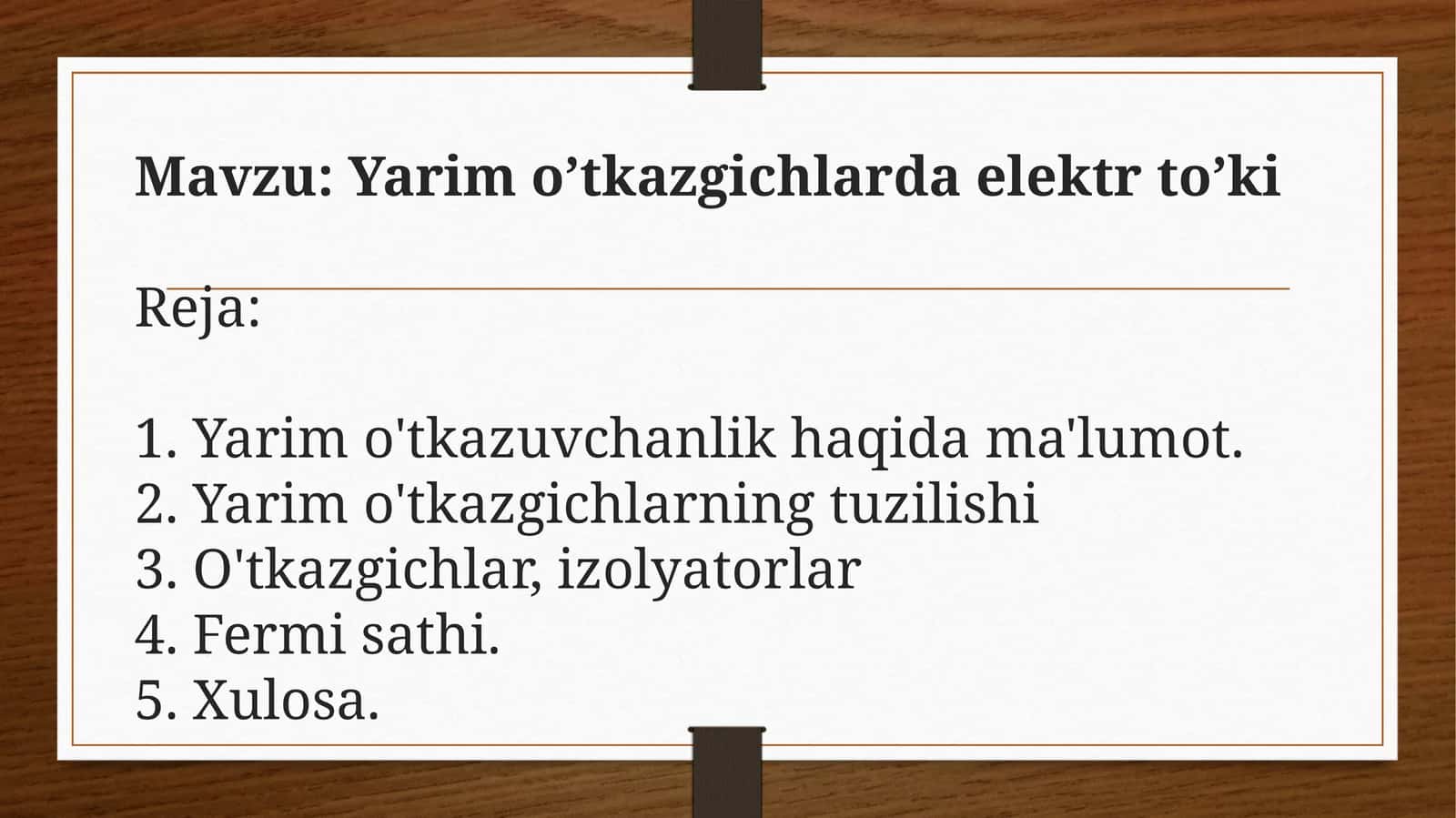 Yarimo’tkazgichlarda elektr to’ki