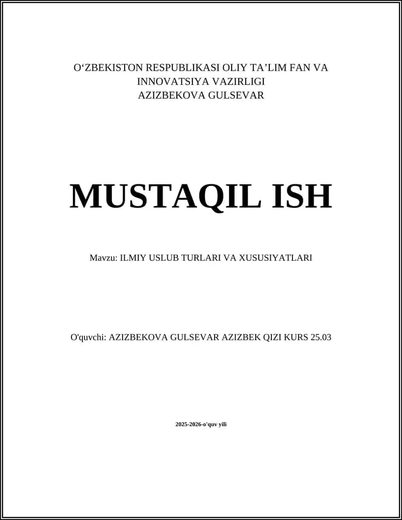 ILMIY USLUB TURLARI VA XUSUSIYATLARI