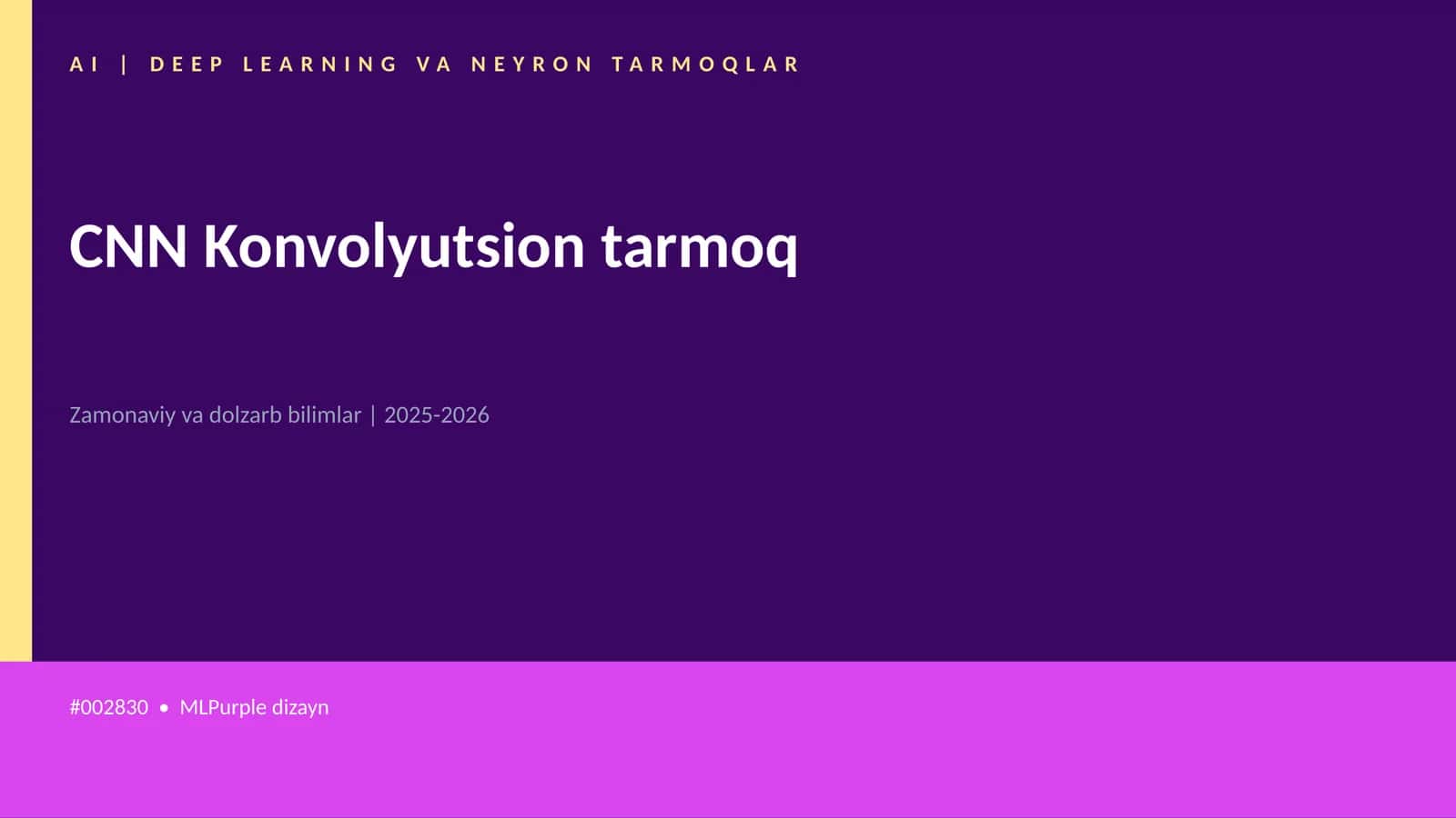 CNN Konvolyutsion tarmoq