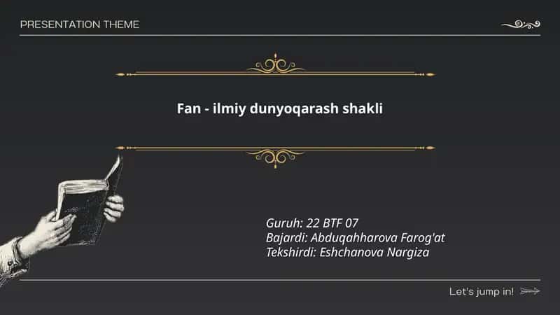 Fan - ilmiy dunyoqarash shakli