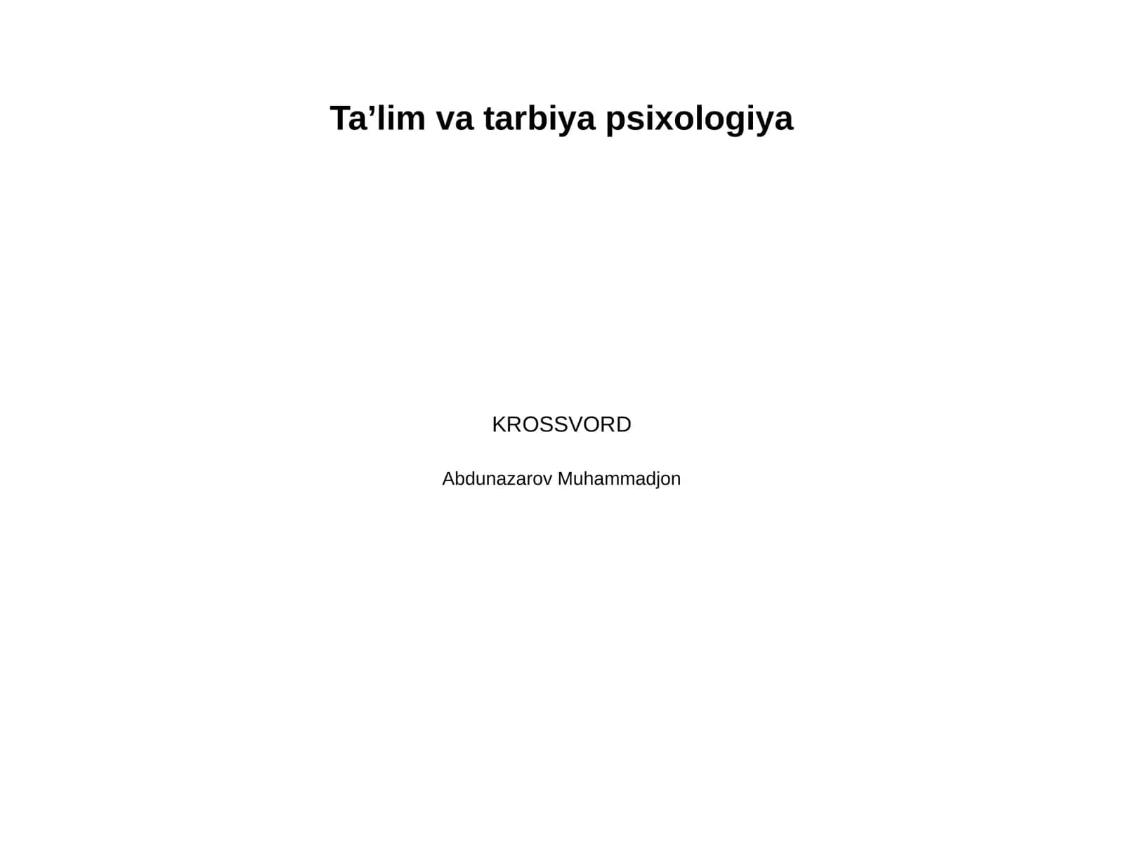 Taʼlim va tarbiya psixologiya