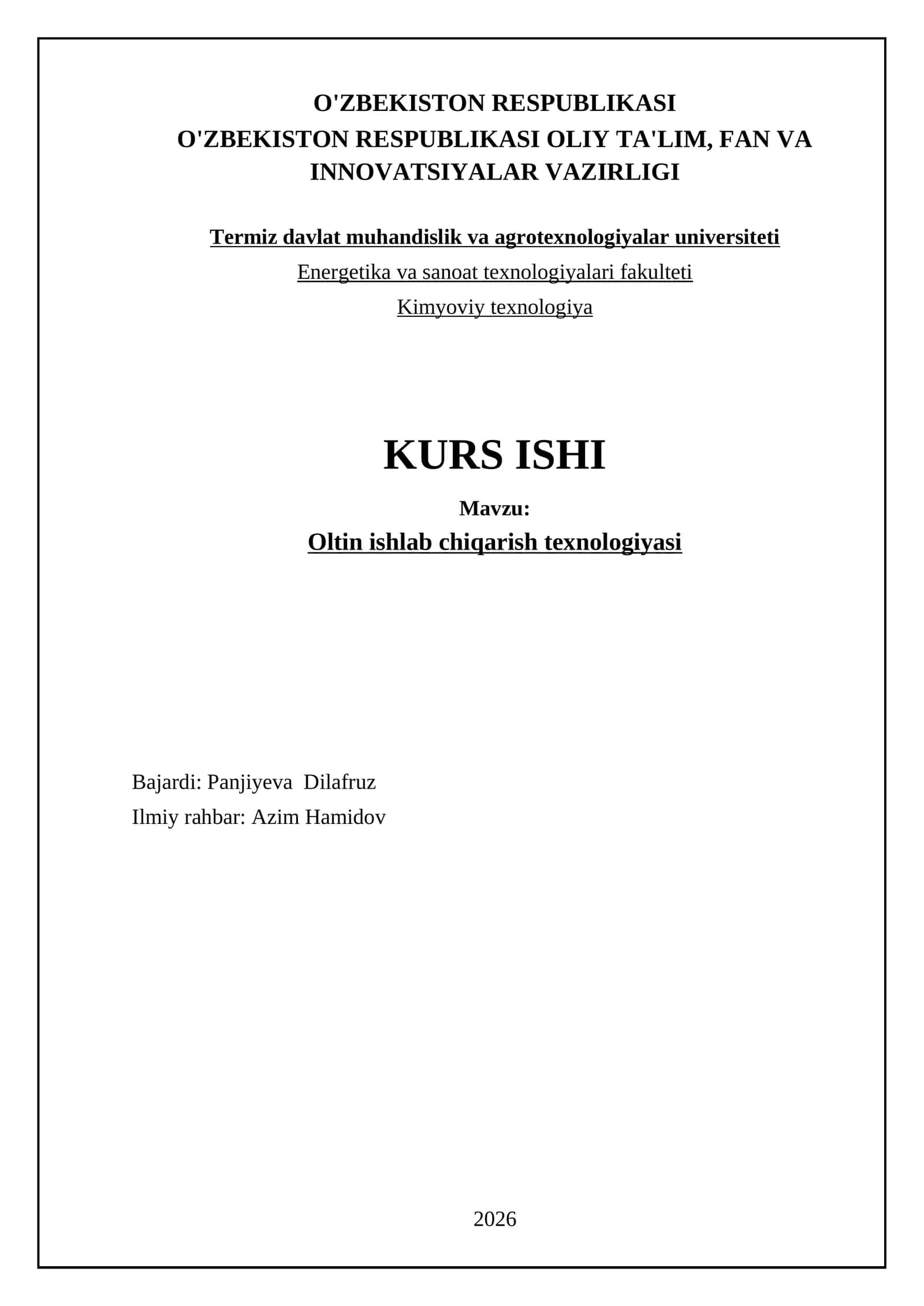 Oltin ishlab chiqarish texnologiyasi