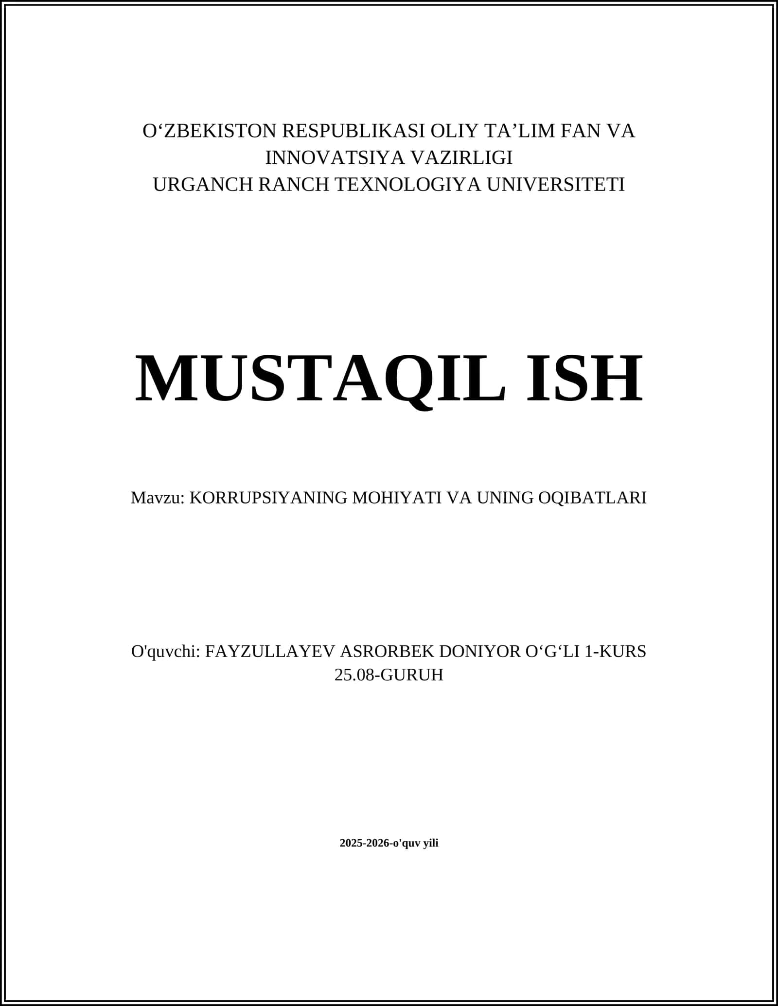 Korrupsiyaning Mohiyati va Uning Oqibatlari