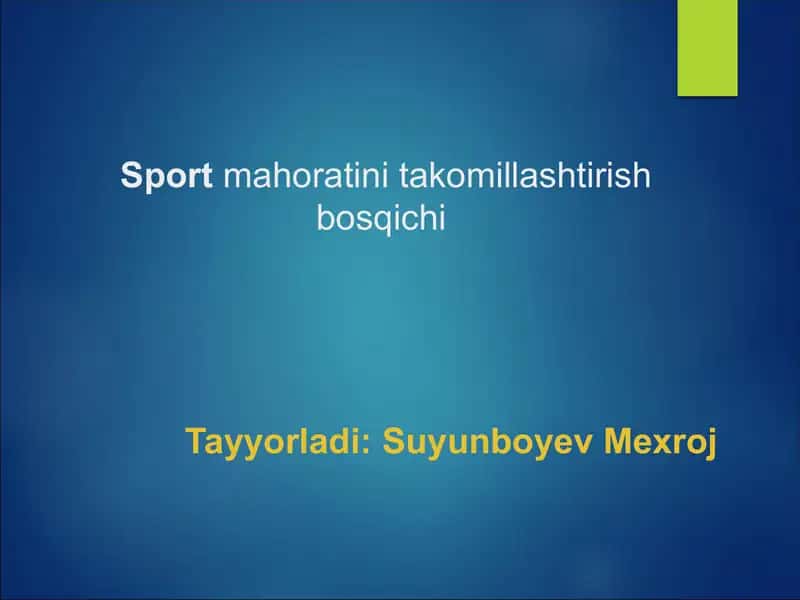 Sport mahoratini takomillashtirish bosqichi