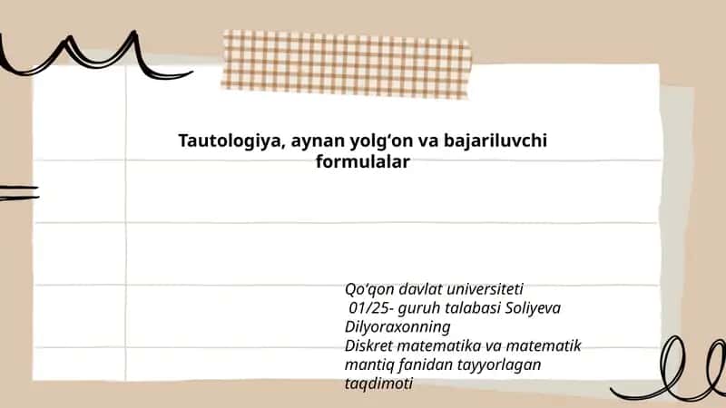 Diskret matematika va matematik mantiq