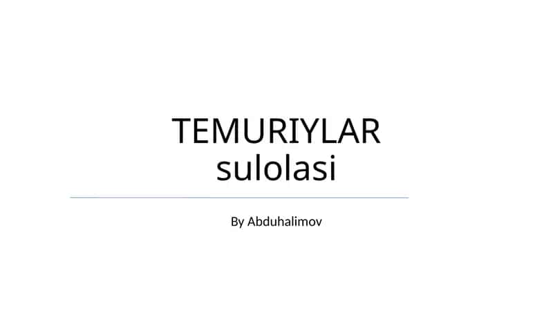 TEMURIYLAR sulolasi