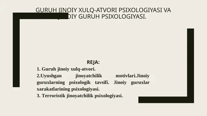 Jinoiy Guruh Psixologiyasi