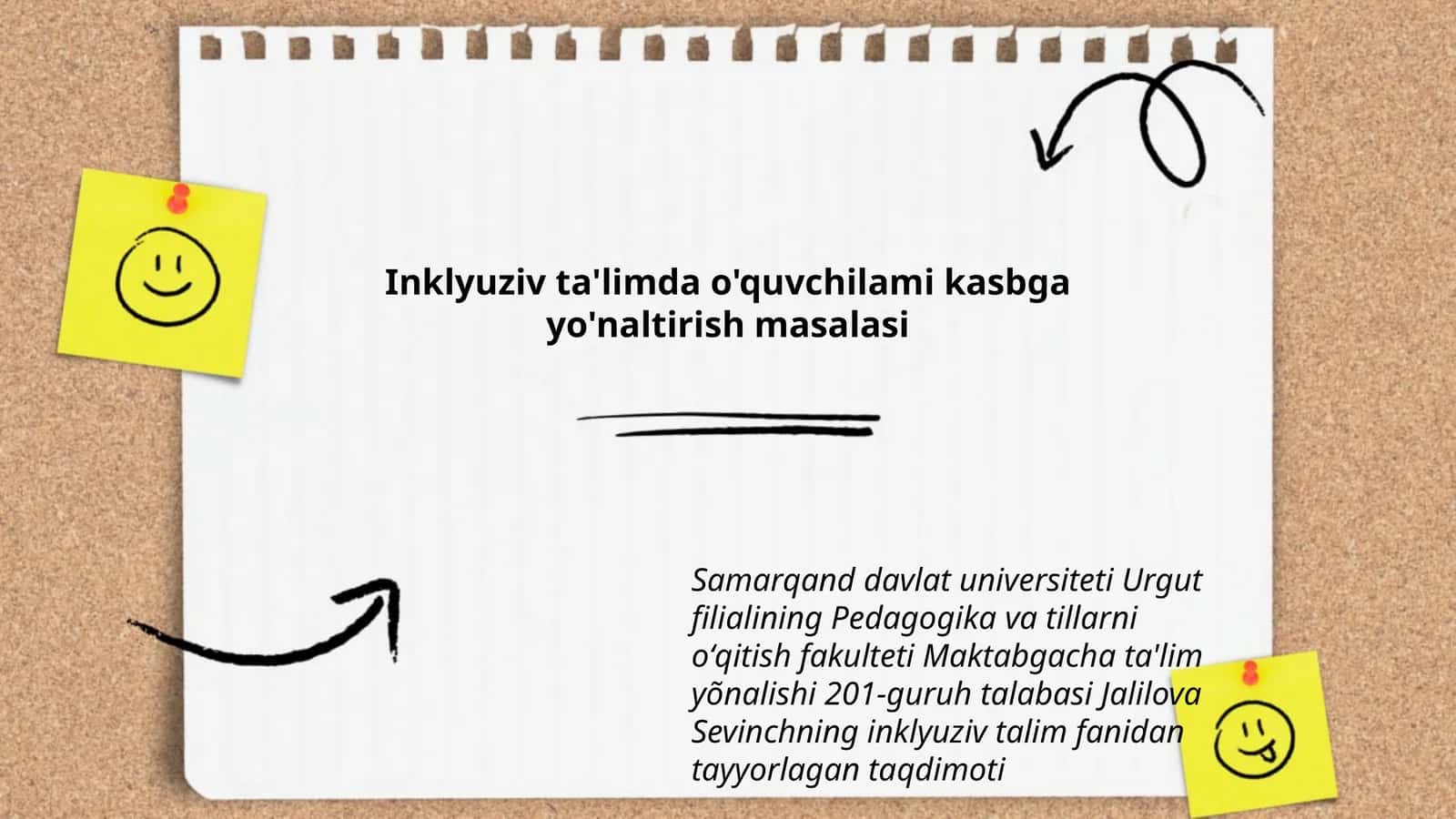 Inklyuziv ta'limda o'quvchilami kasbga yo'naltirish masalasi