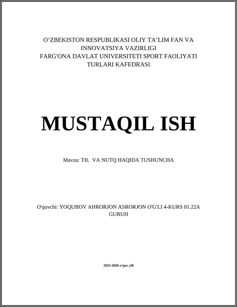 TIL VA NUTQ HAQIDA TUSHUNCHA