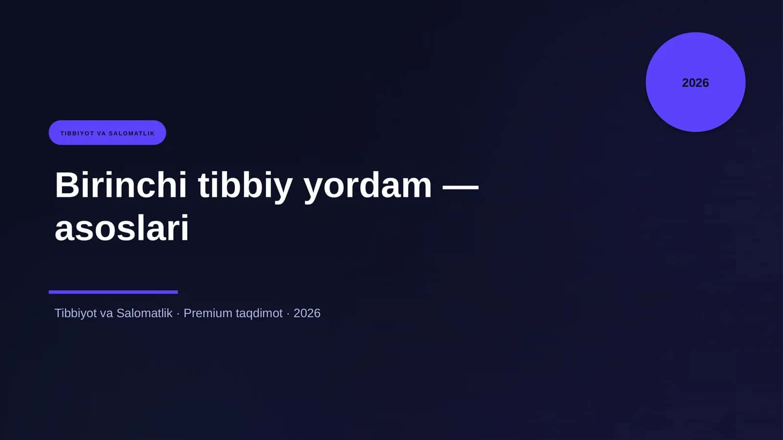 Birinchi tibbiy yordam — asoslari
