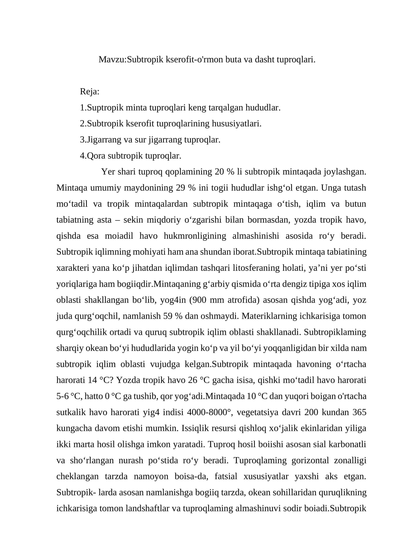 Subtropik kserofit-o'rmon buta va dasht tuproqlari