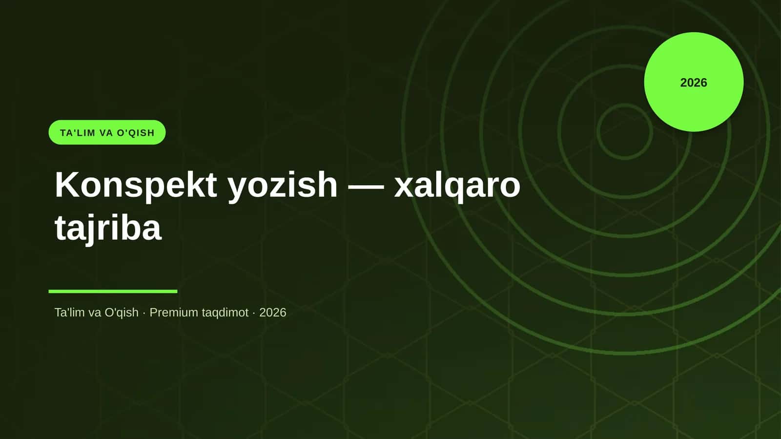 Konspekt yozish — xalqaro tajriba