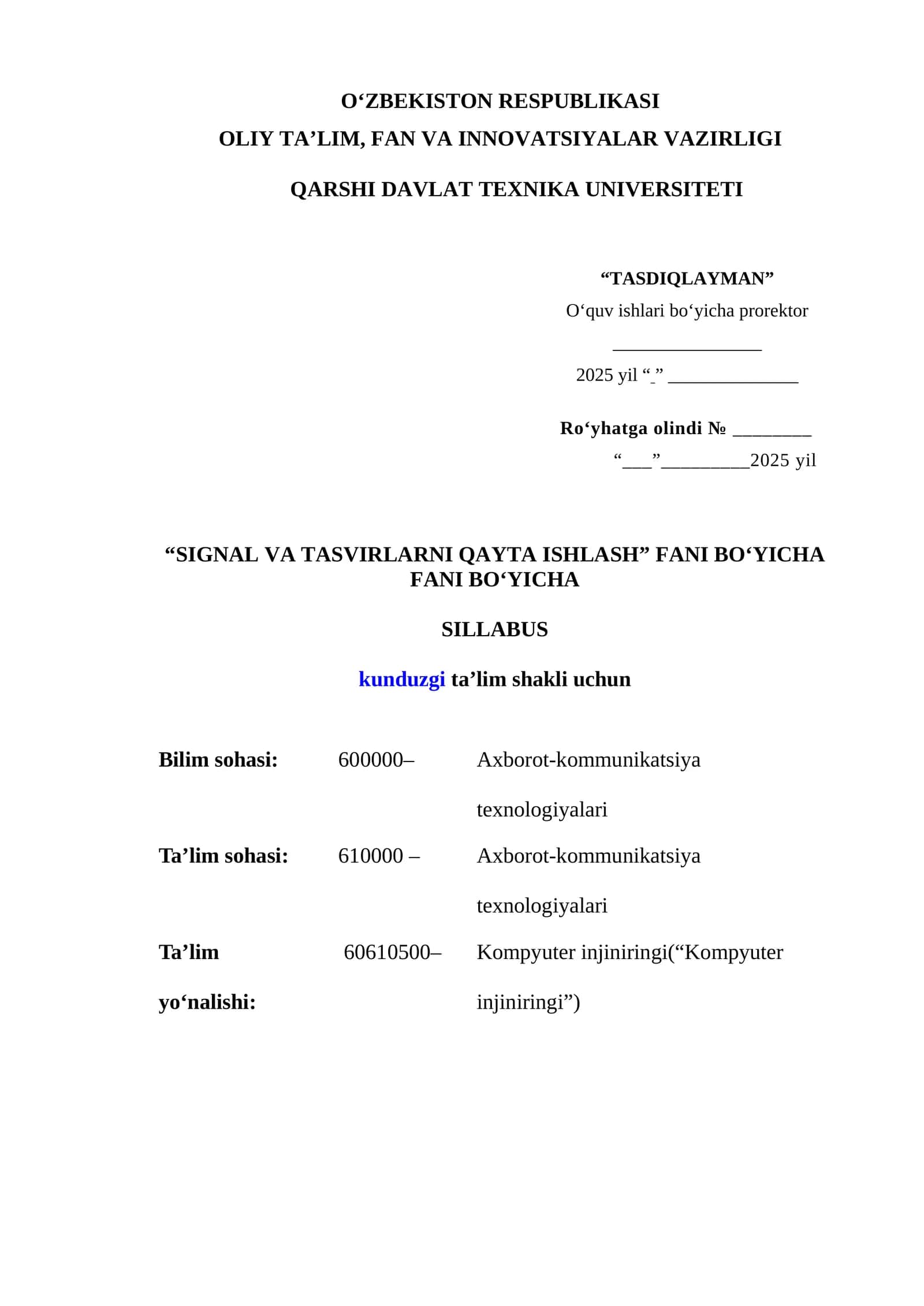 Signal va tasvirlarni qayta ishlash
