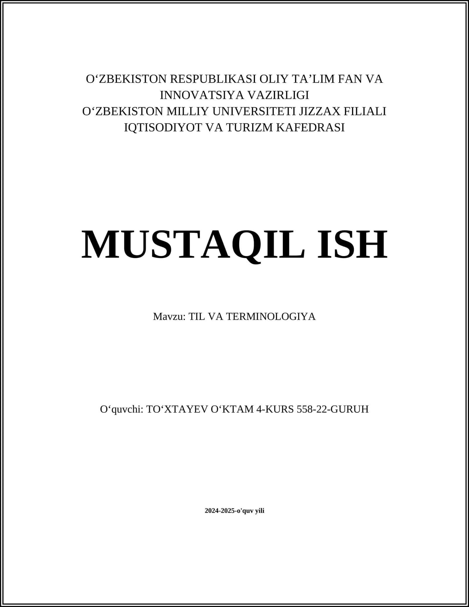 TIL VA TERMINOLOGIYA
