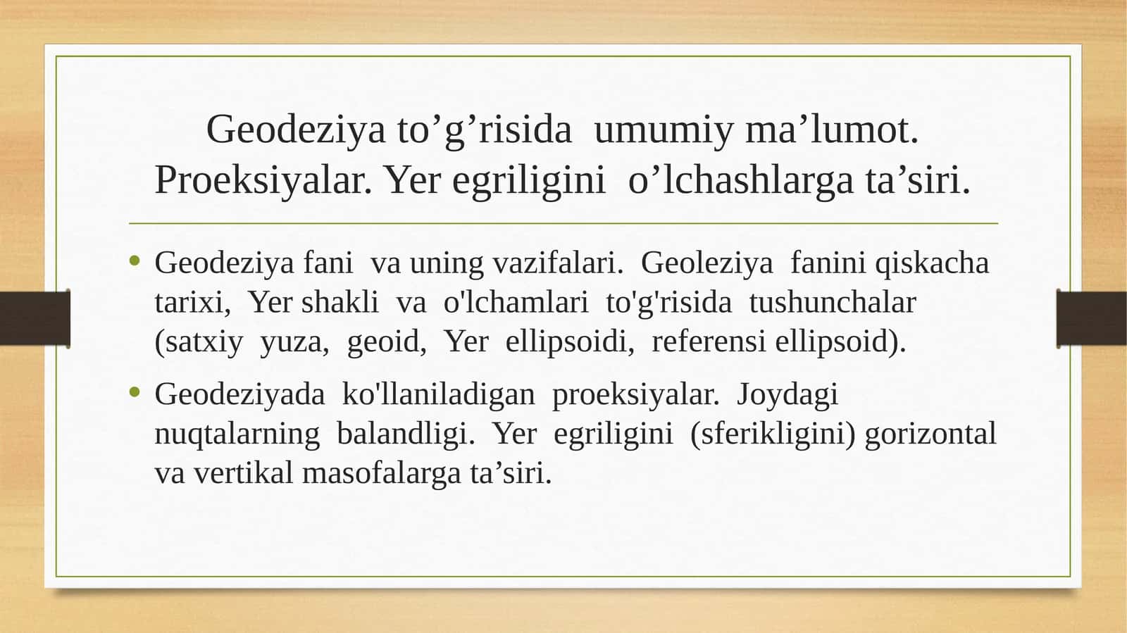 Geodeziyafanining paralakslari