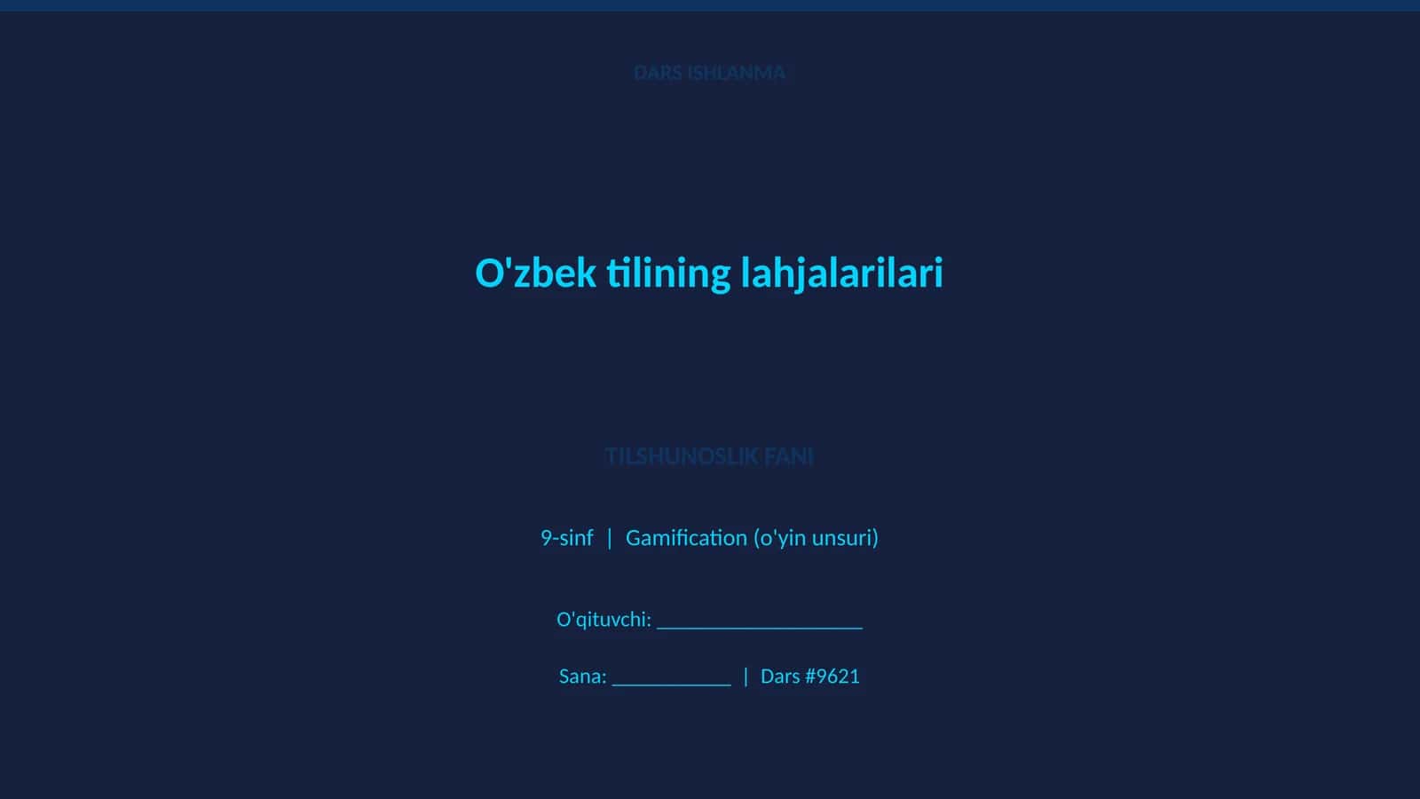 O'zbek tilining lahjalarilari