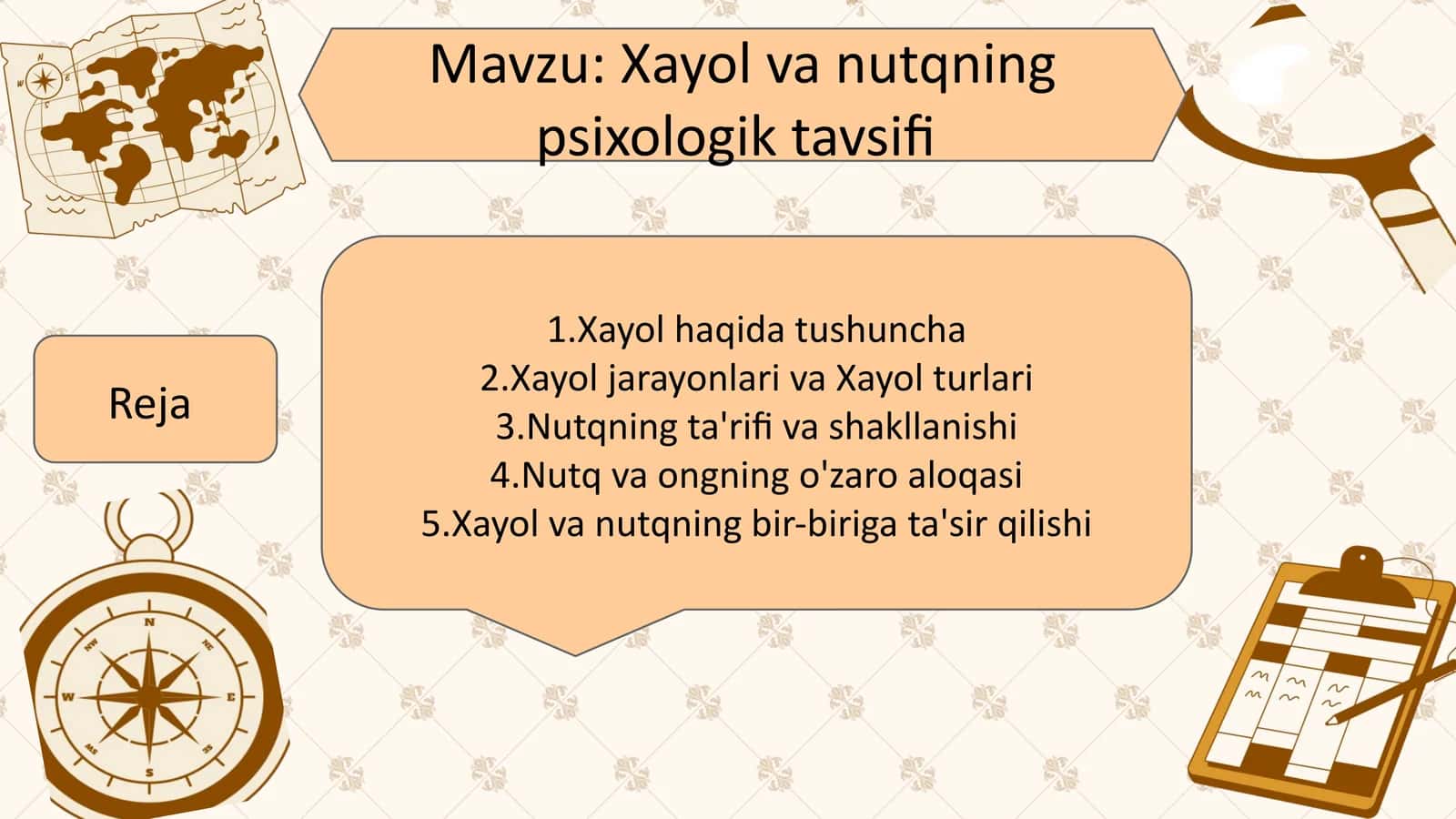 Xayol va nutqning psixologik tavsifi