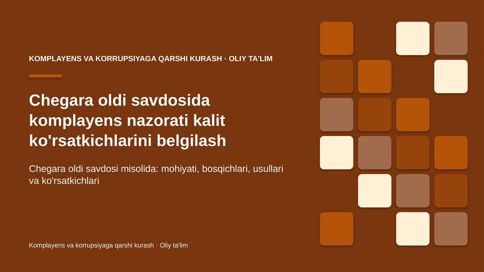 Komplayens va korrupsiyaga qarshi kurash · Oliy ta'lim