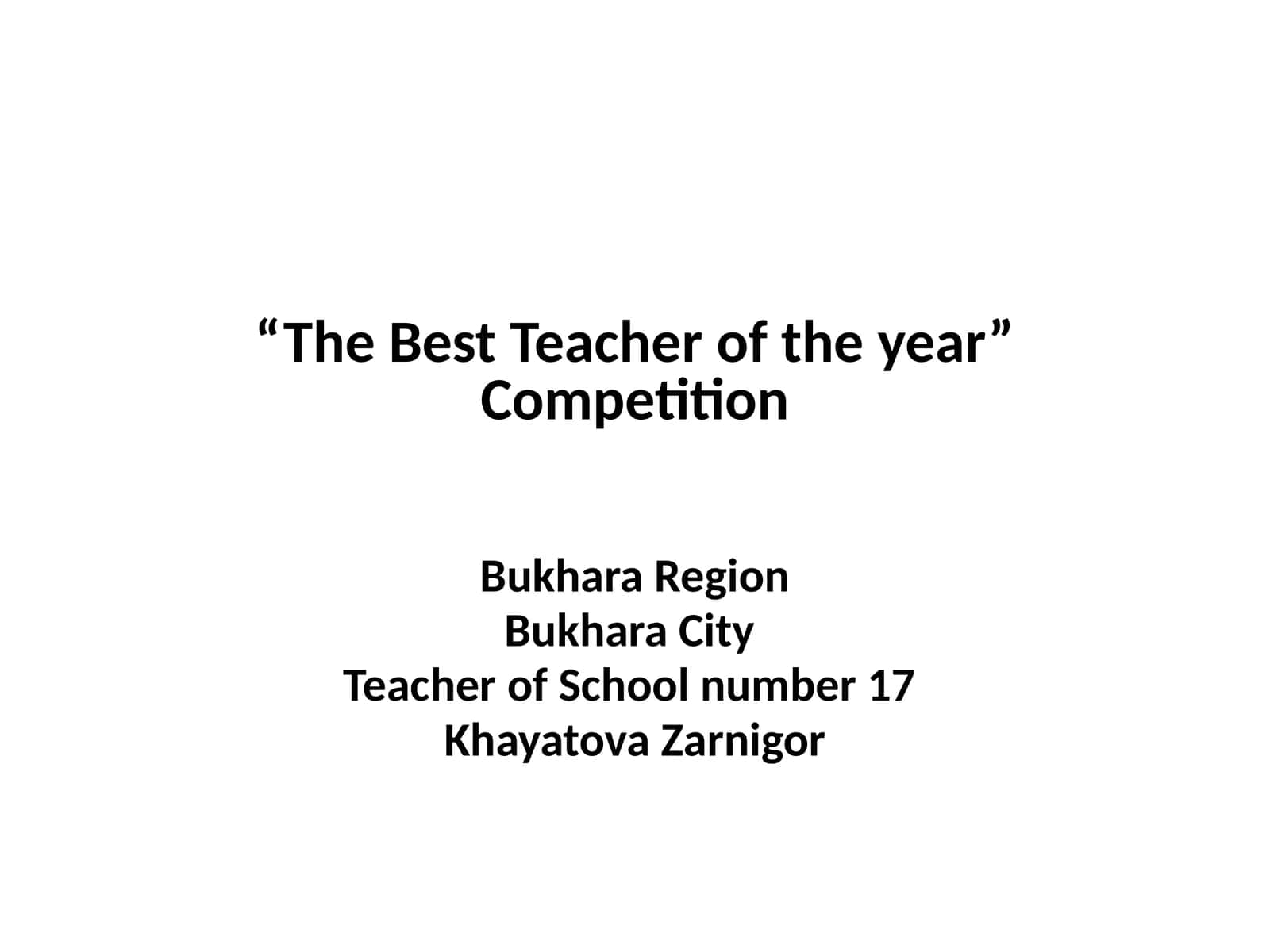 "The Best Teacher of the year" Competition