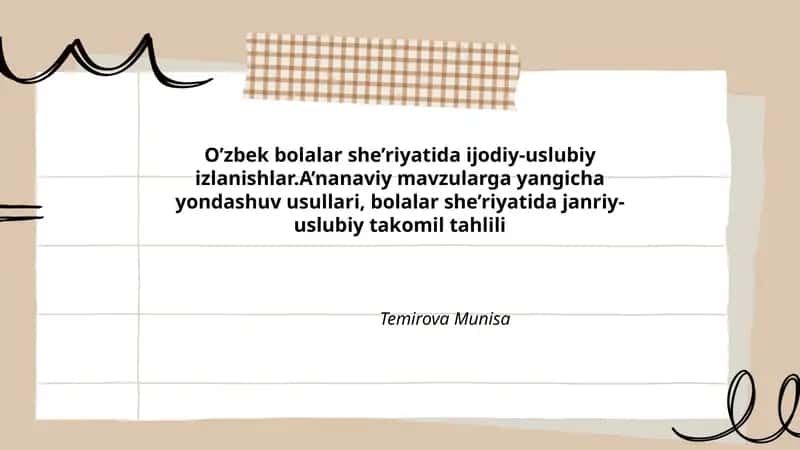 O’zbek bolalar she’riyatida ijodiy-uslubiy izlanishlar
