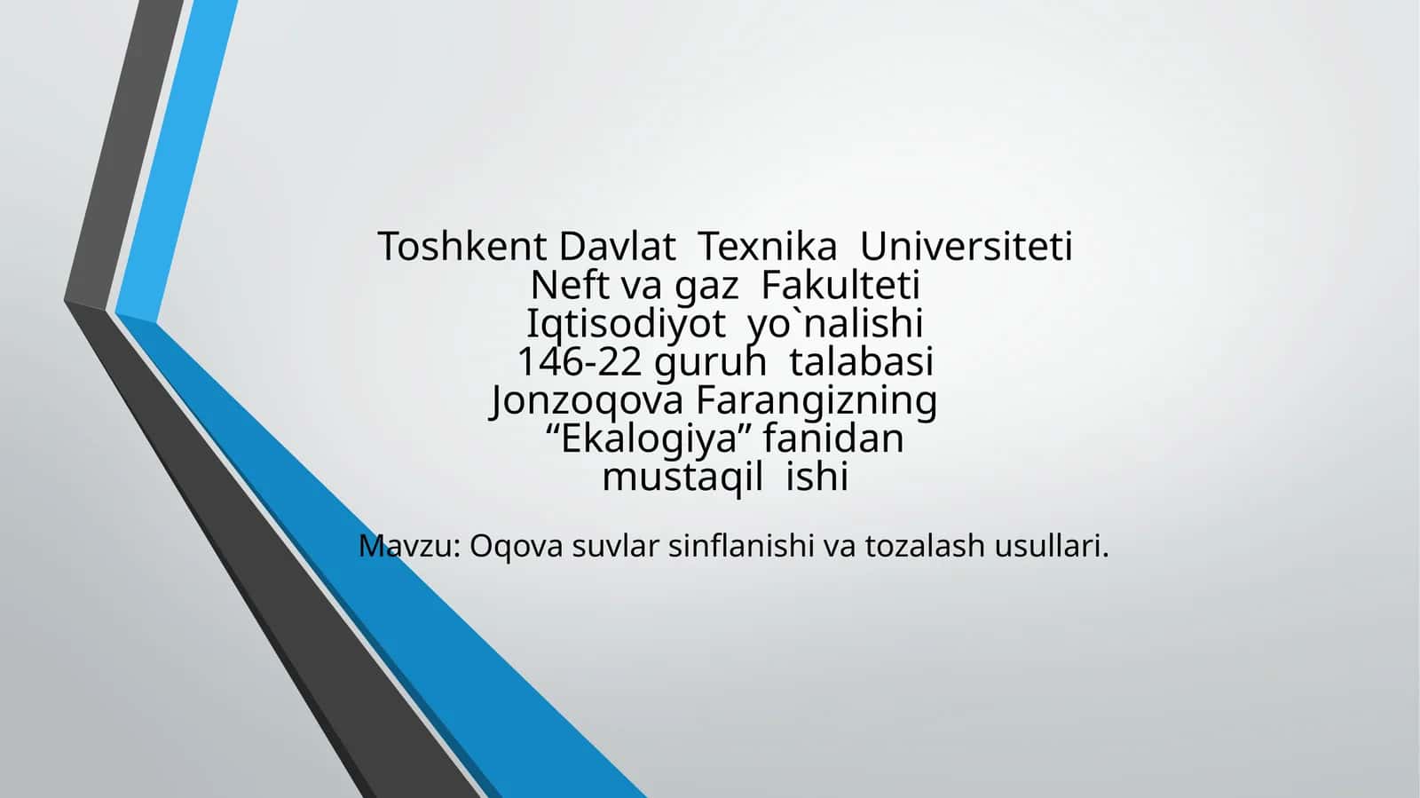 Ekologiya fanidan o'qish qo'llanma