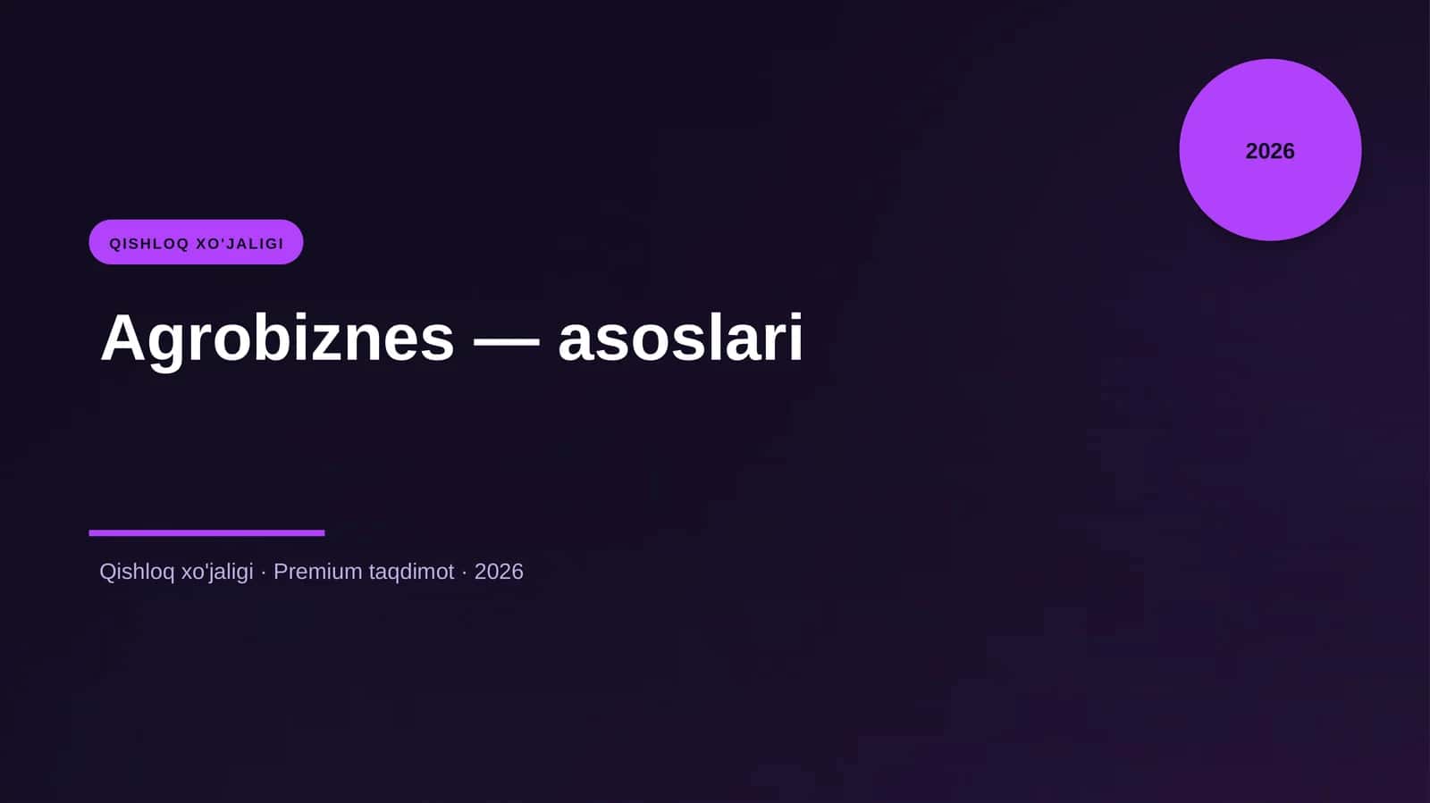 Agrobiznes — asoslari