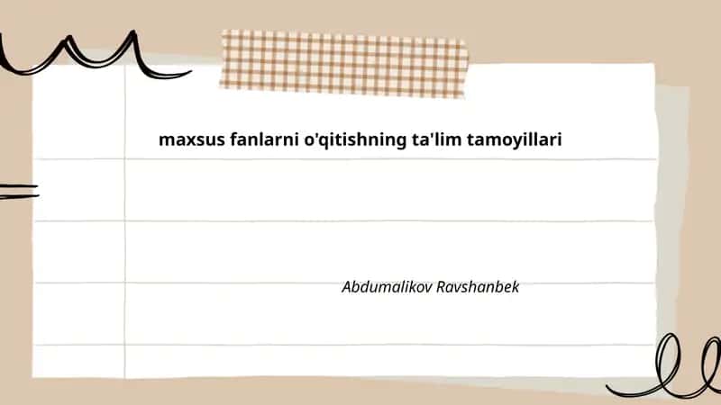 Maxsus fanlarni o'qitishning ta'lim tamoyillari
