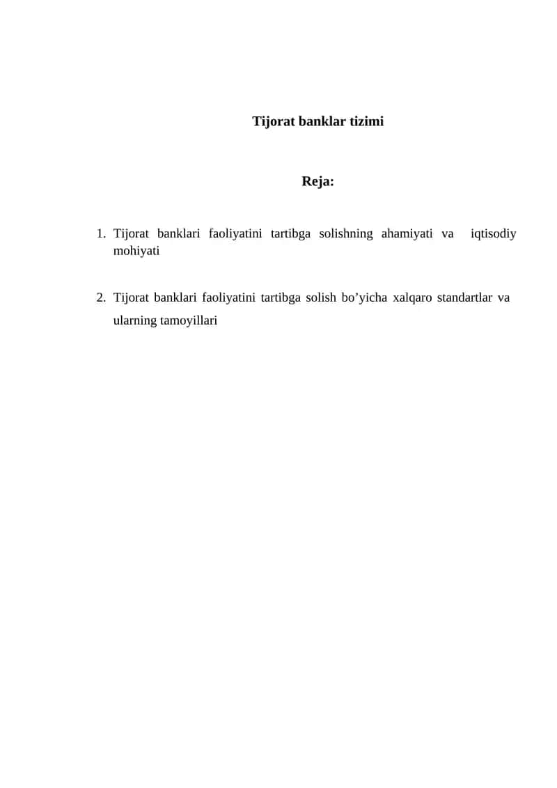 Tijorat banklar tizimi
