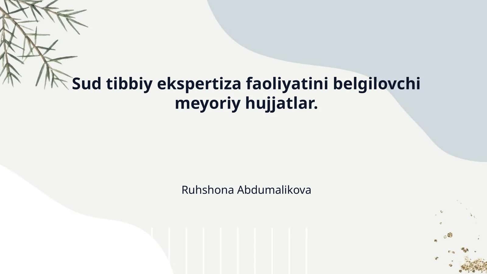 Sud tibbiy ekspertiza faoliyatini belgilovchi meyoriy hujjatlar.