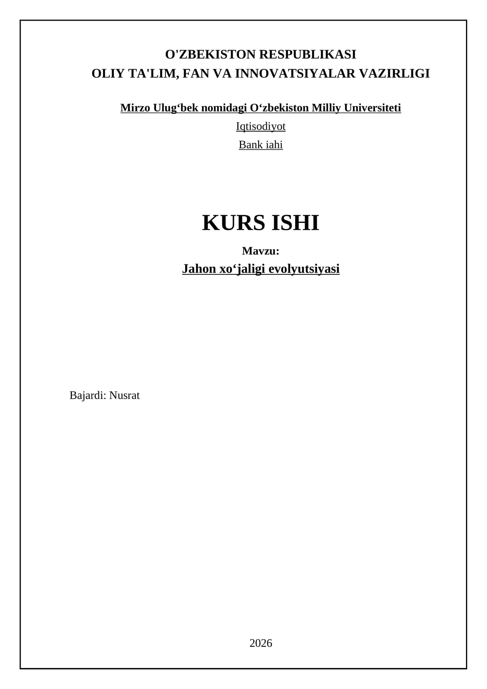Jahon xoʻjaligi evolyutsiyasi