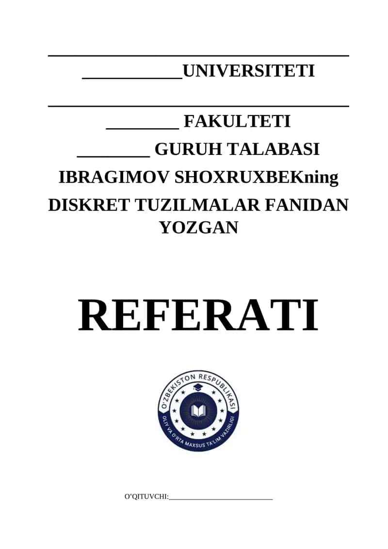 Kombinatorik hisoblashda o‘rinlashtirish va o‘rin almashtirish tushunchalari, Takroriy va takroriy bo‘lmagan o‘rinlashtirish va o‘rin almashtirishlar sonlarini hisoblash formuldari va ularga doir misollar.