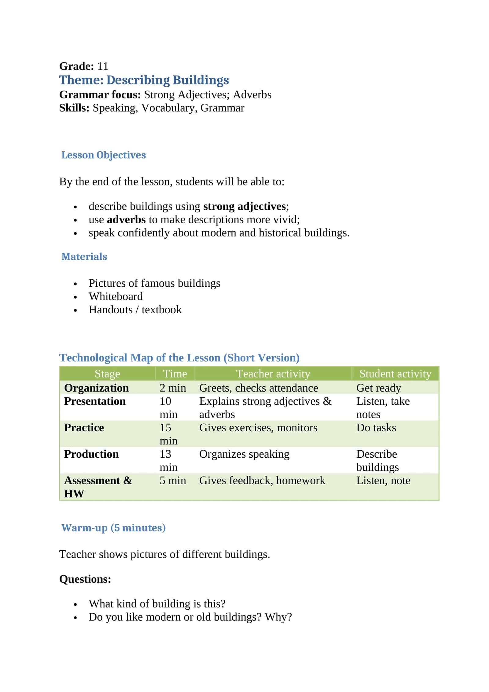 Describing Buildings