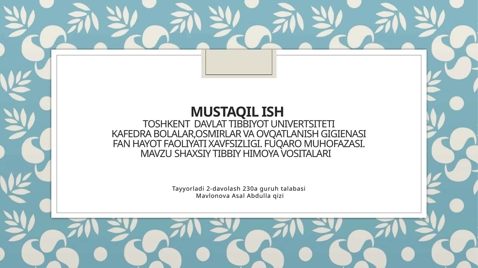 Shaxsiy tibbiy himoya vositalari