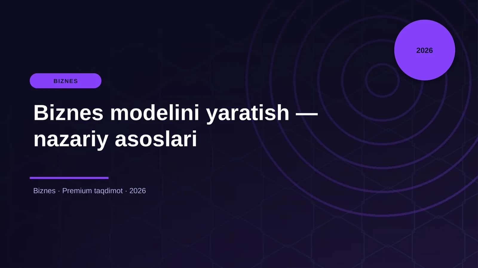 Biznes modelini yaratish — nazariy asoslari