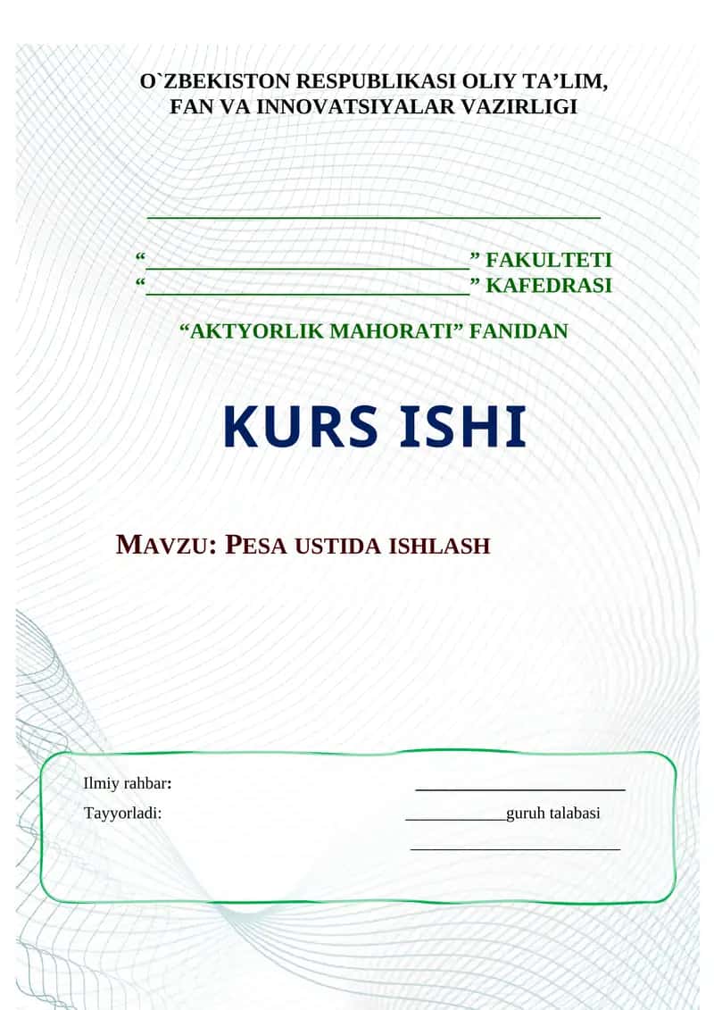 PESA USTIDA ISHLASH