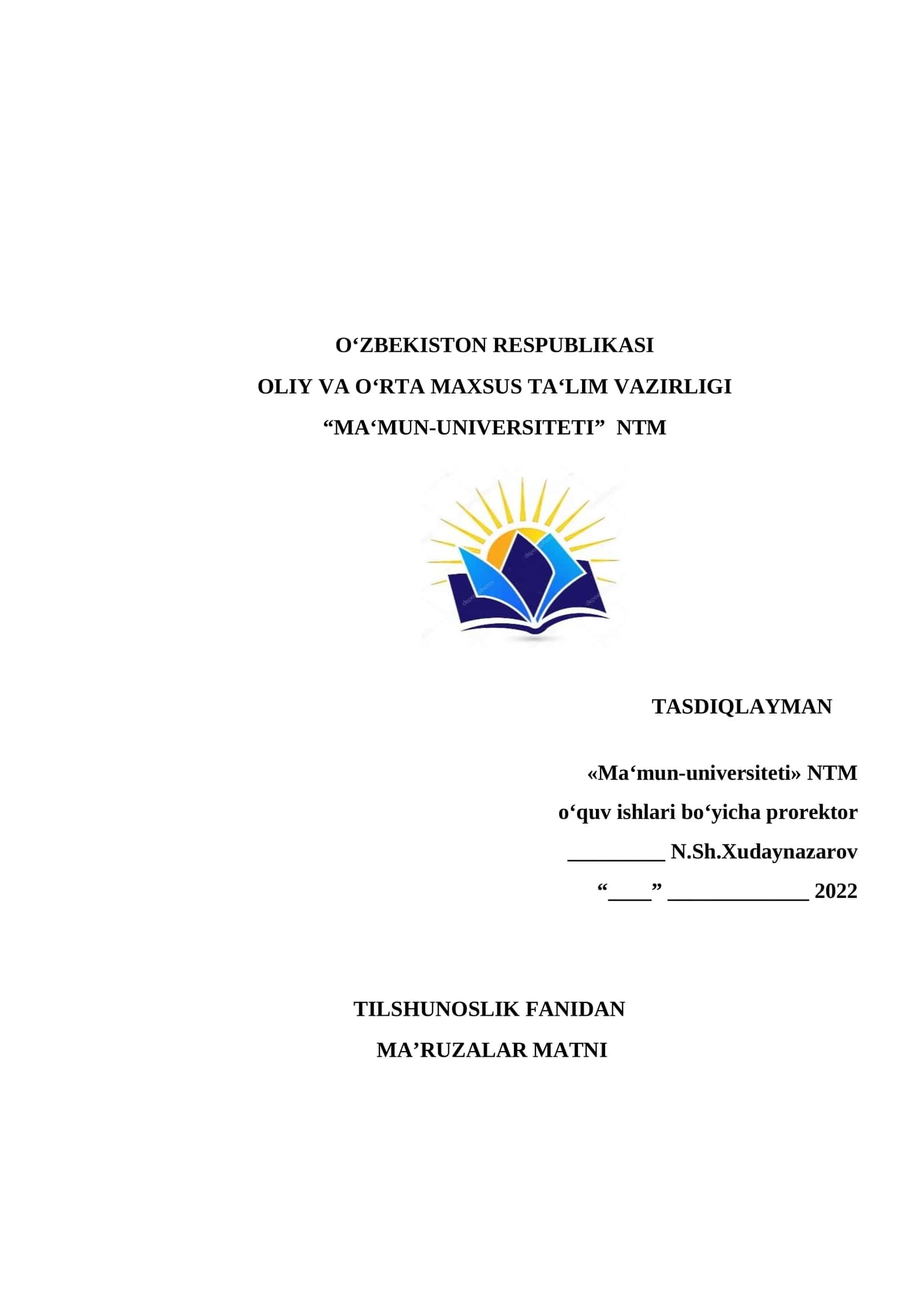 Tilshunoslik kursi ma'ruzalari