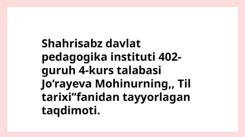 Tiltarixi fanida taqdimot