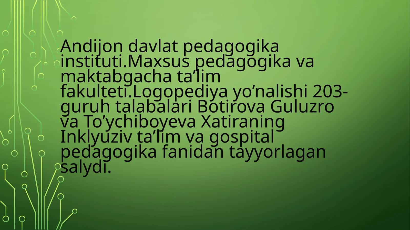 Logopediya yo'nalishi 203-guruh talabalari