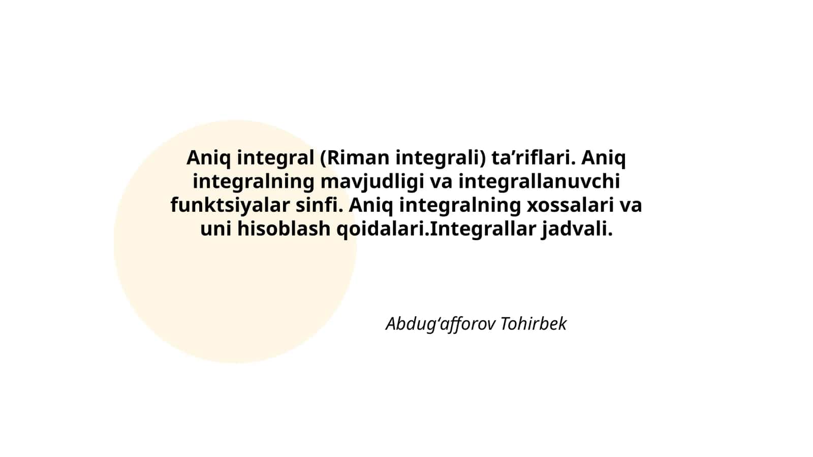 Aniq integral (Riman integrali) ta’riflari